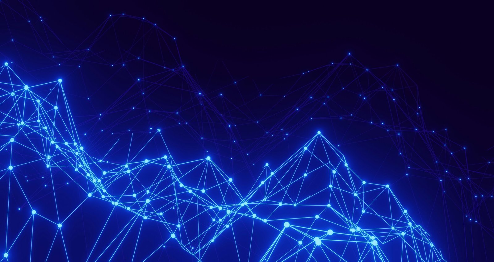 Abstract network of connected nodes representing AI engineering systems and measurable outcomes